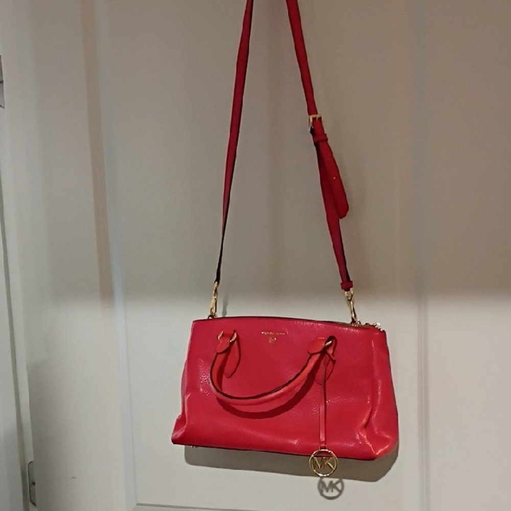 Michael Kors Bright Red Leather Convertible Shoulder Bag